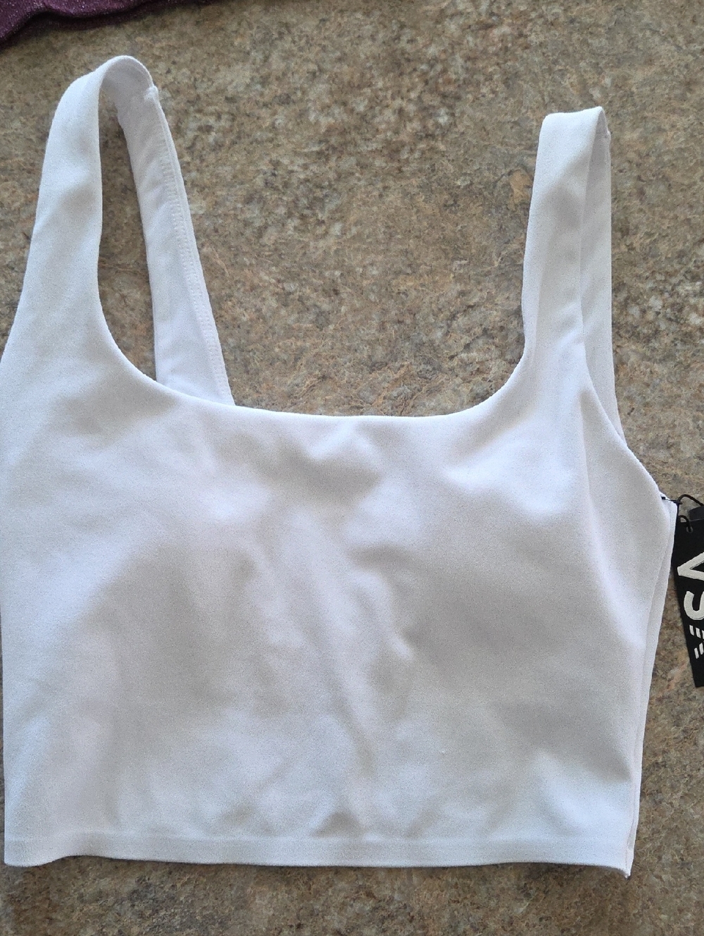 VSX White Square Neck Crop Top